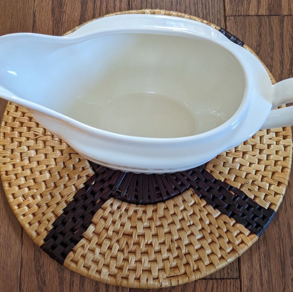 Vintage Mikasa Italian Countryside White Gray Boat.